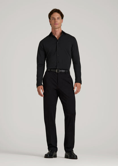 Stretch Jersey Dress Shirt for Tall Men in Black