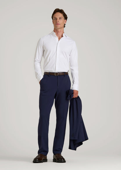 Stretch Jersey Dress Shirt for Tall Men in Optic White