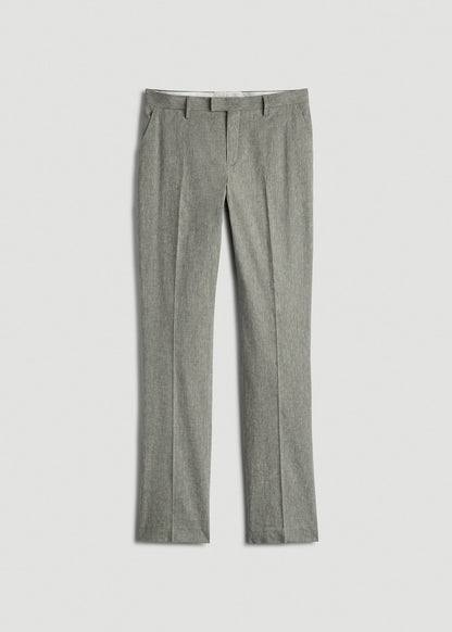 Stretch Linen Dress Pants for Tall Men in Climbing Ivy Linen