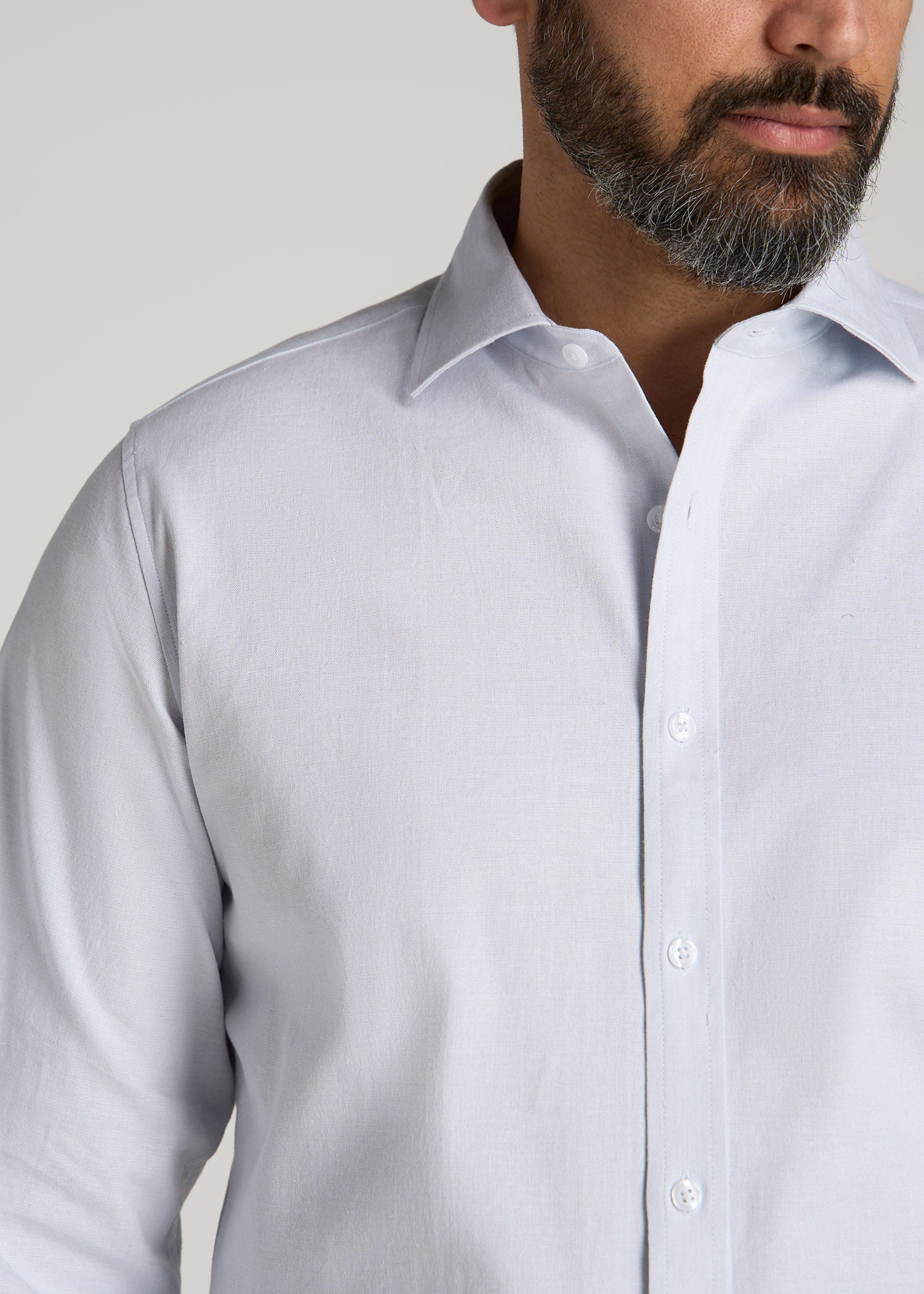 Stretch Linen Dress Shirt for Tall Men in Light Blue