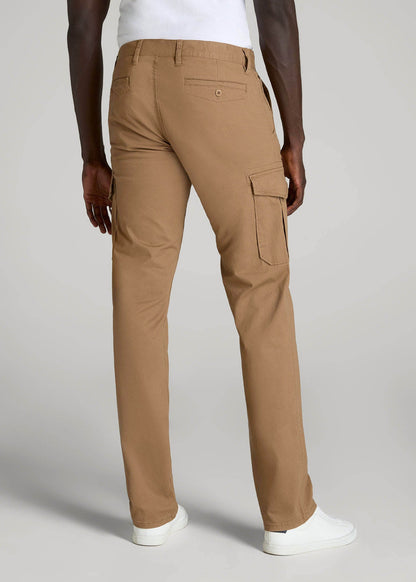 Stretch Twill SLIM-FIT Cargo Pants for Tall Men in Russet Brown