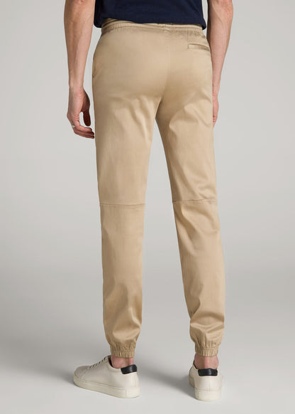 Stretch Twill Jogger Pants for Tall Men in Desert Khaki