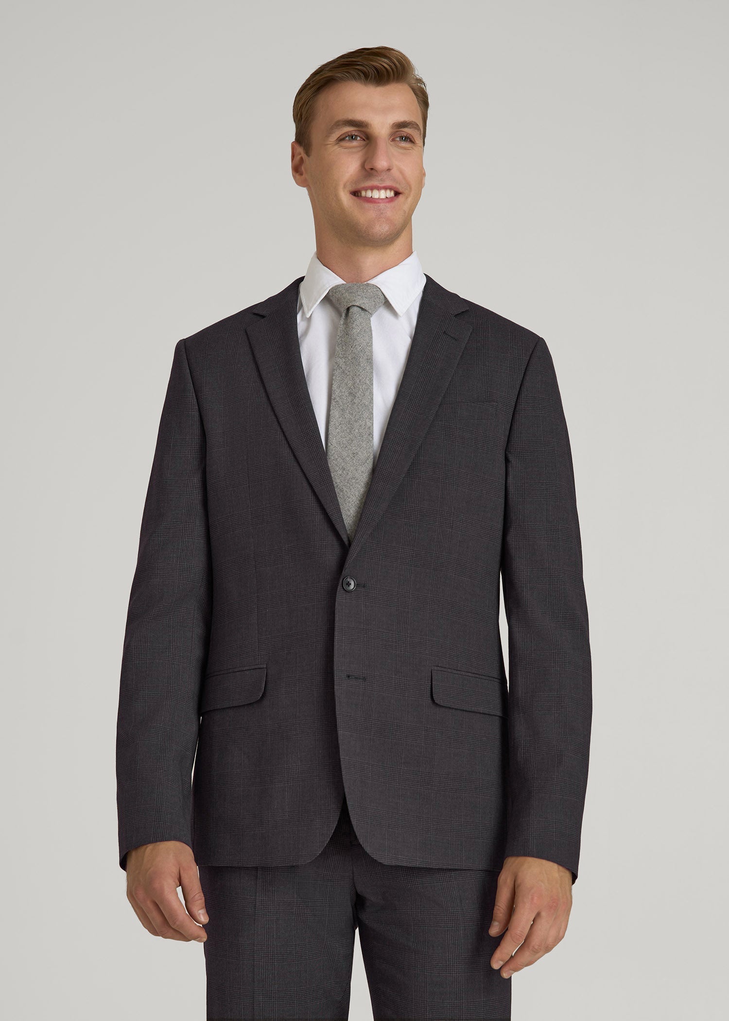Suit Jacket for Tall Men in Charcoal Plaid