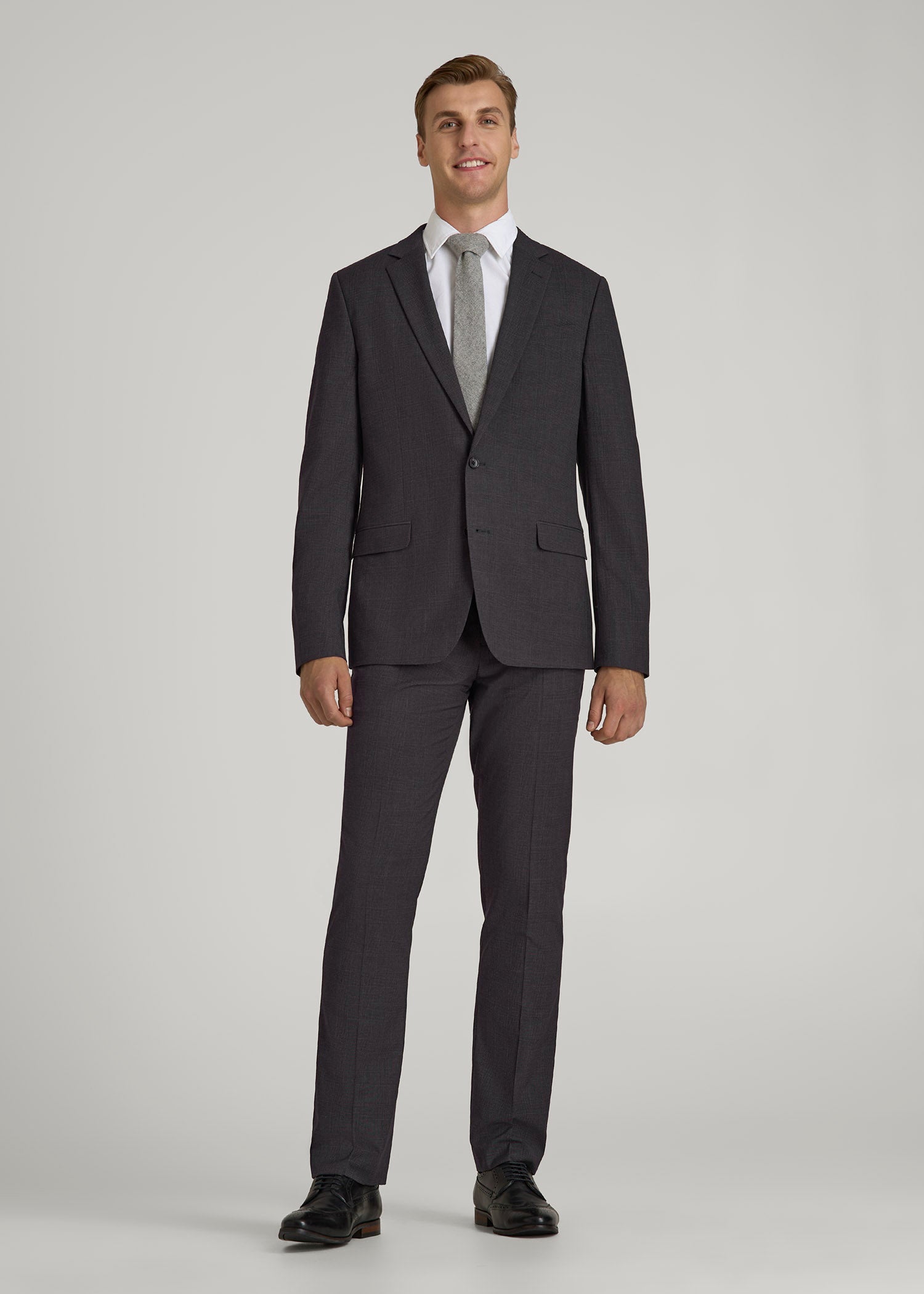 Suit Jacket for Tall Men in Charcoal Plaid