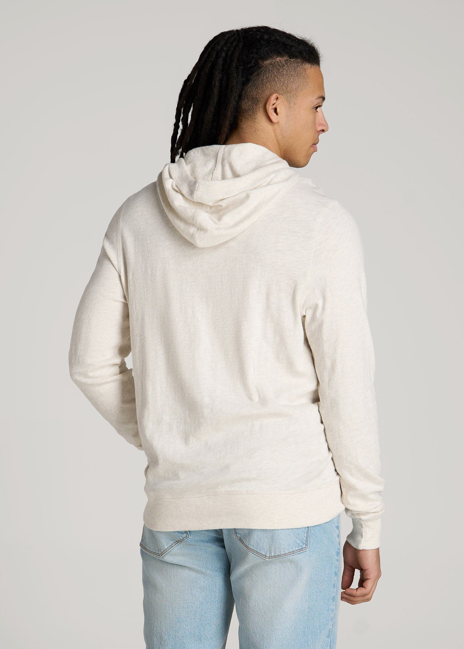 Sunwashed Slub Pullover Hoodie for Tall Men in Heathered Oatmeal