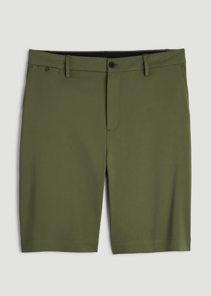 Tech Chino Shorts for Tall Men in Bright Olive