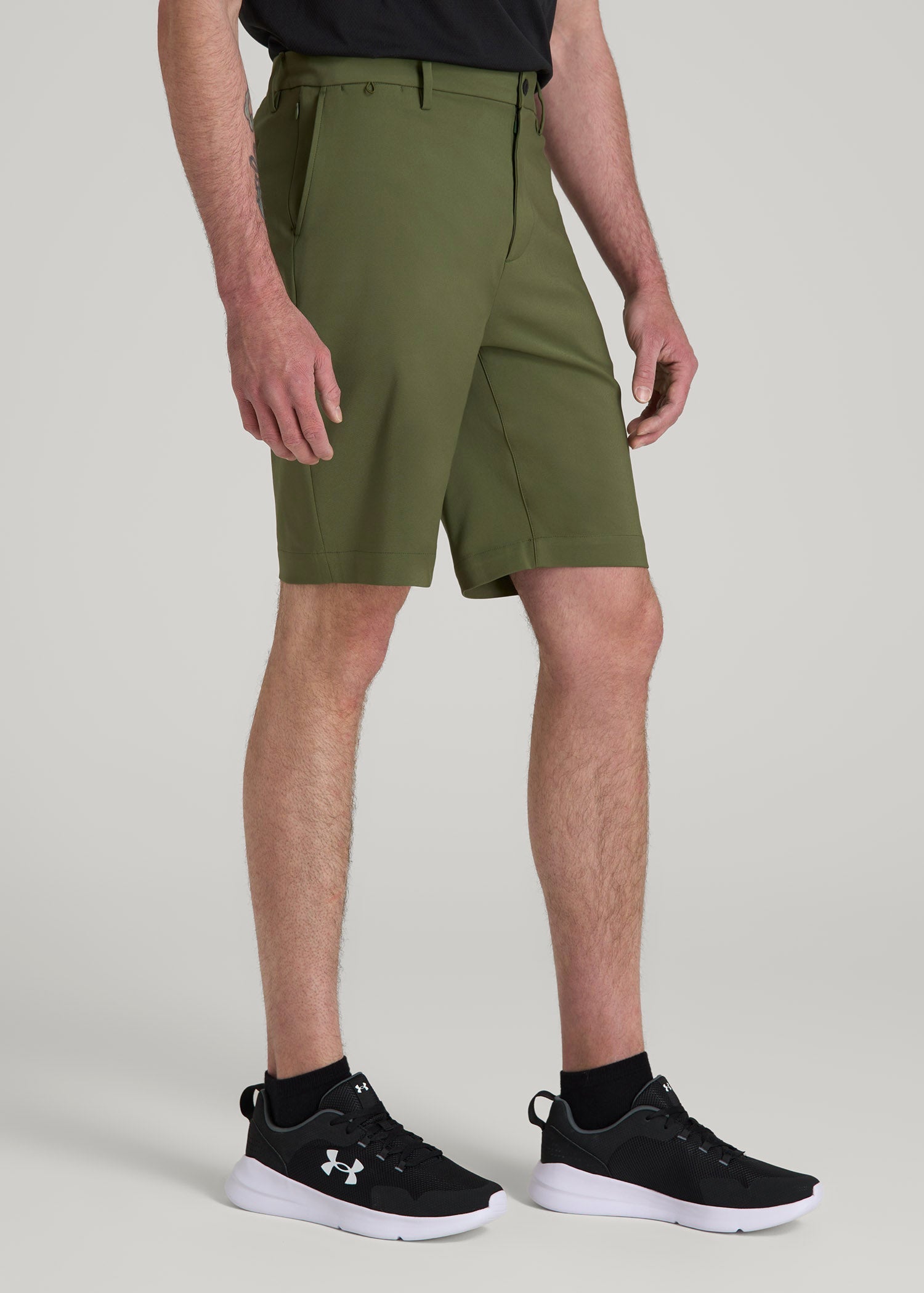 Tech Chino Shorts for Tall Men in Bright Olive