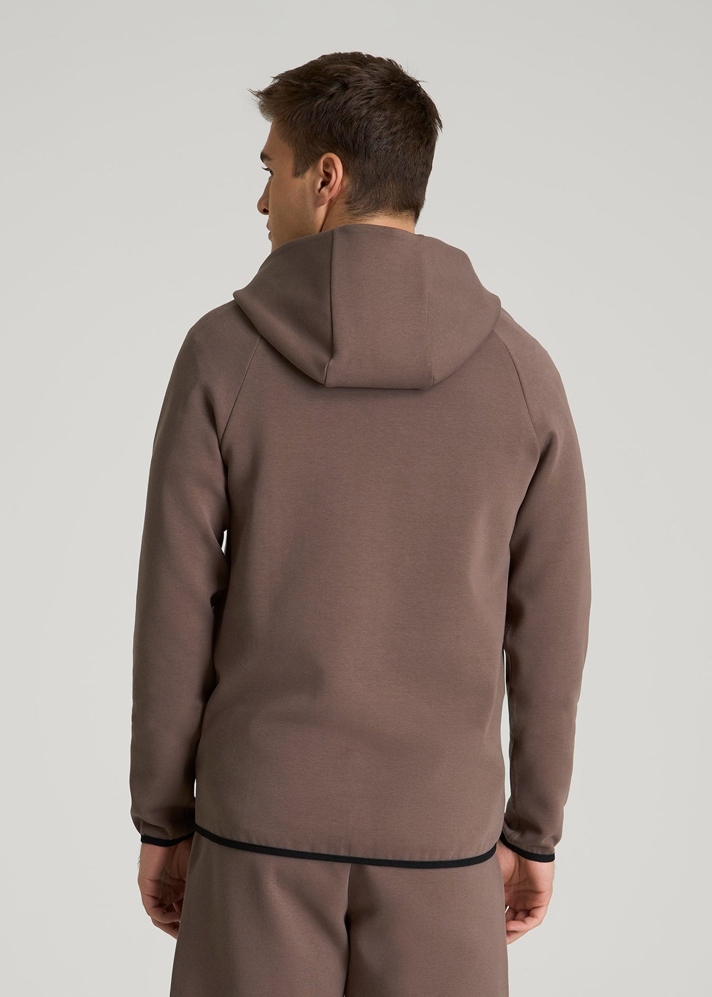 Tech Motion Fleece Hooded Popover for Tall Men in Coffee Quartz