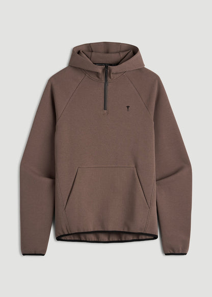 Tech Motion Fleece Hooded Popover for Tall Men in Coffee Quartz