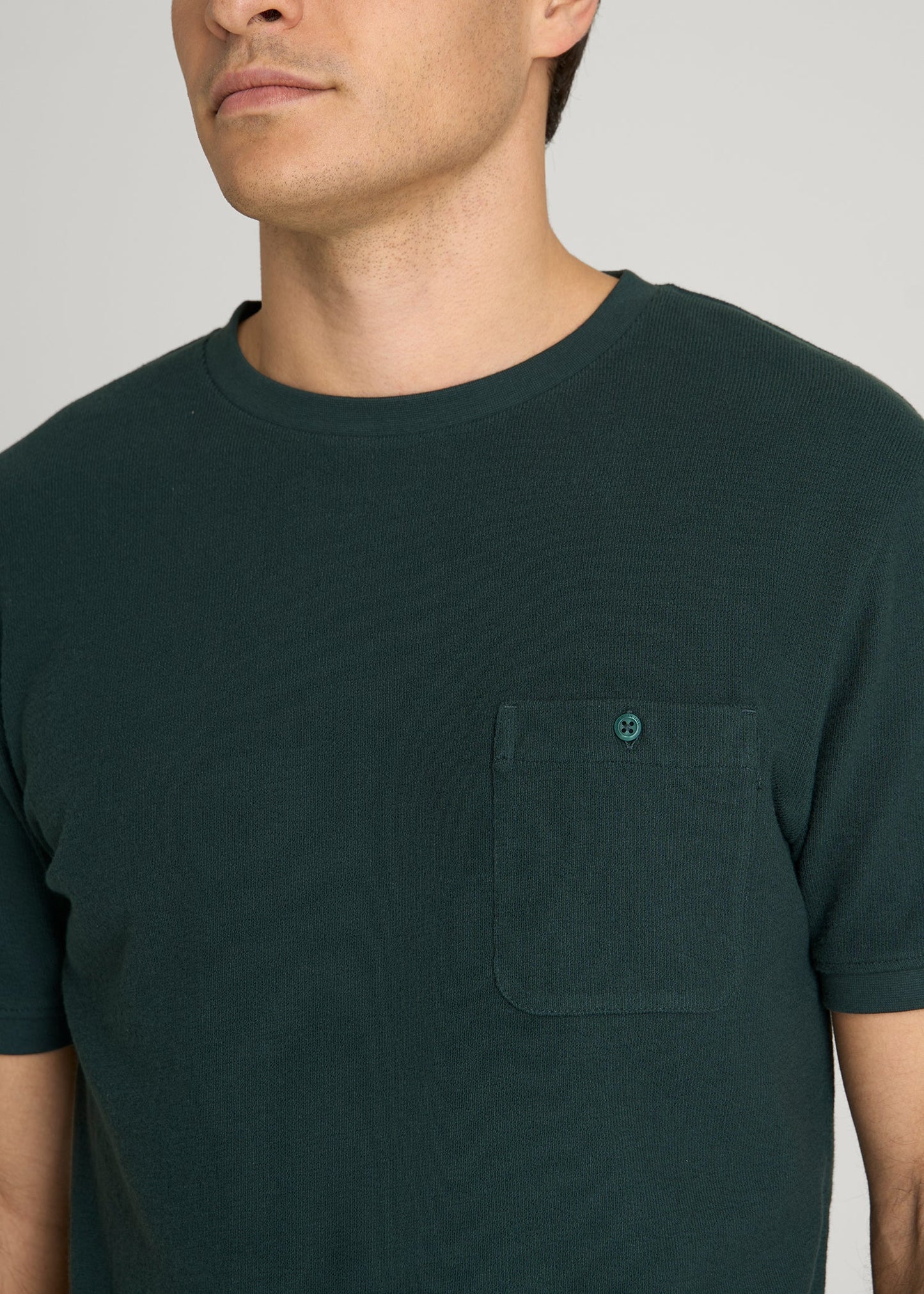 Terry Cotton Pocket Tee for Tall Men in Emerald