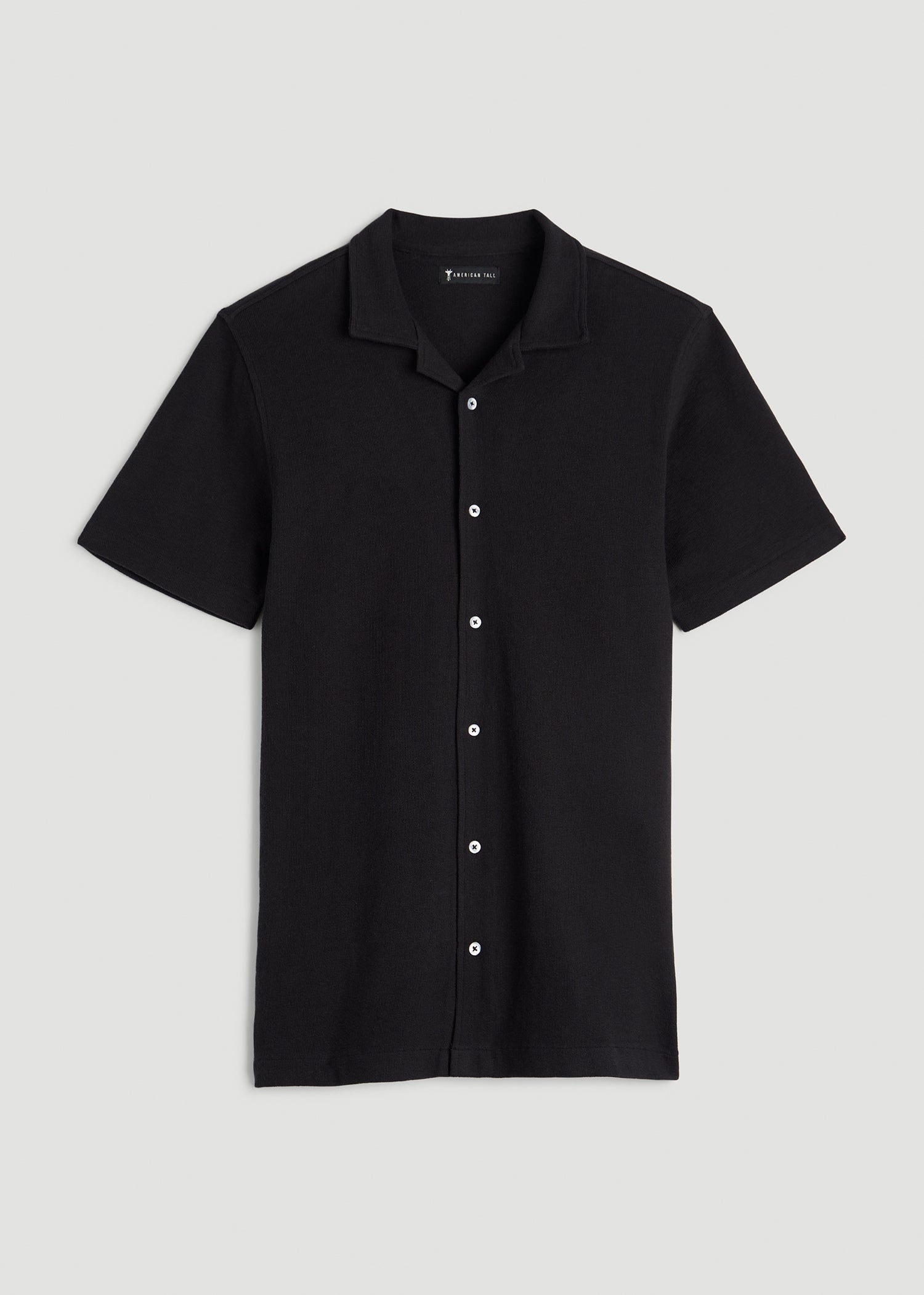 Terry Cotton Polo Cardigan for Tall Men in Black