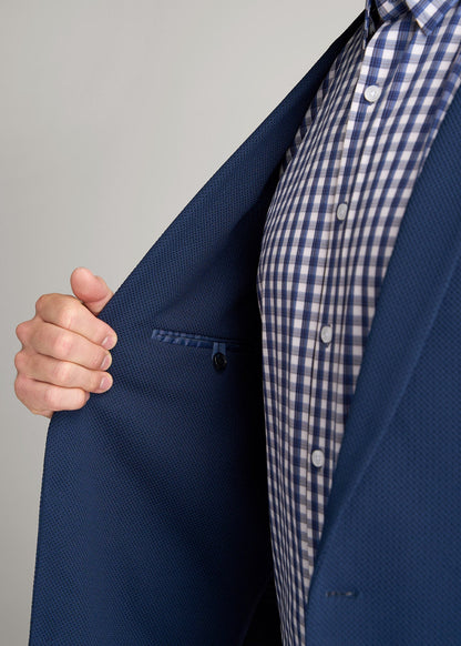 Textured Blazer for Tall Men in Navy Blue