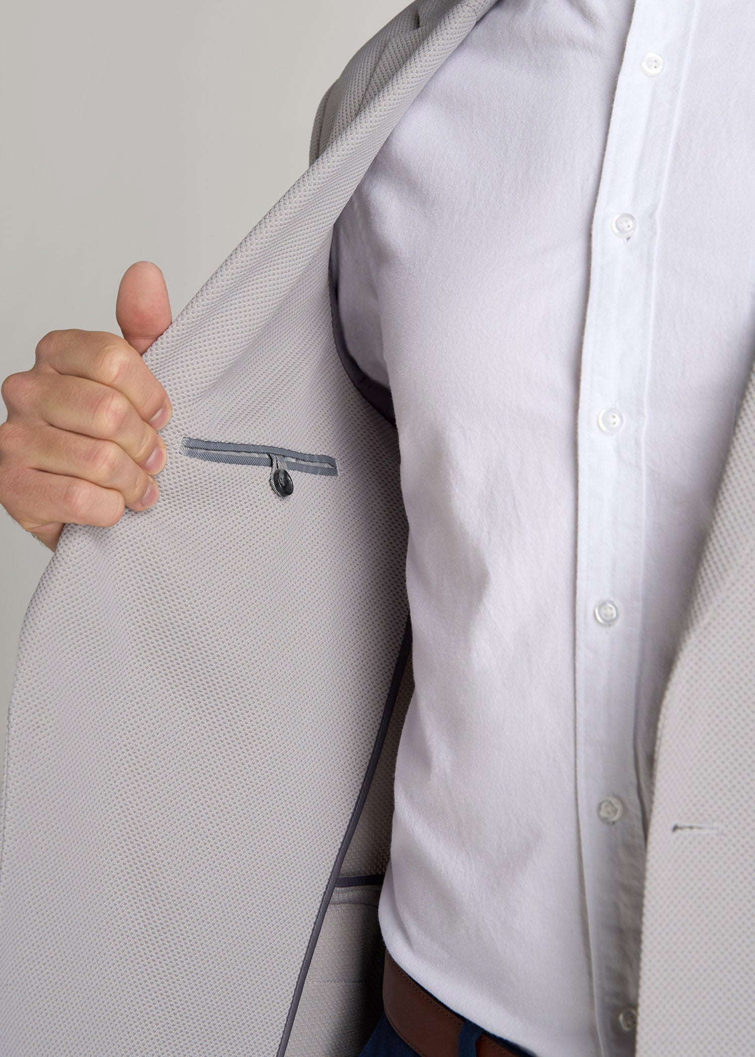 Textured Blazer for Tall Men in Soft Grey