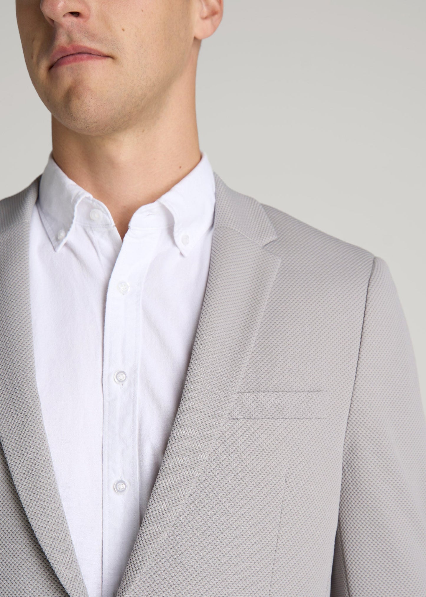 Textured Blazer for Tall Men in Soft Grey