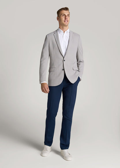 Textured Blazer for Tall Men in Soft Grey