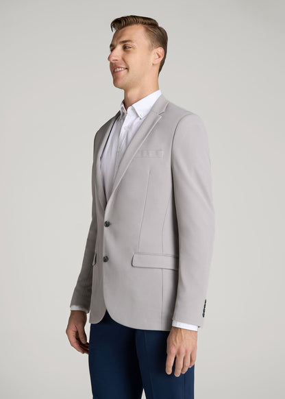 Textured Blazer for Tall Men in Soft Grey