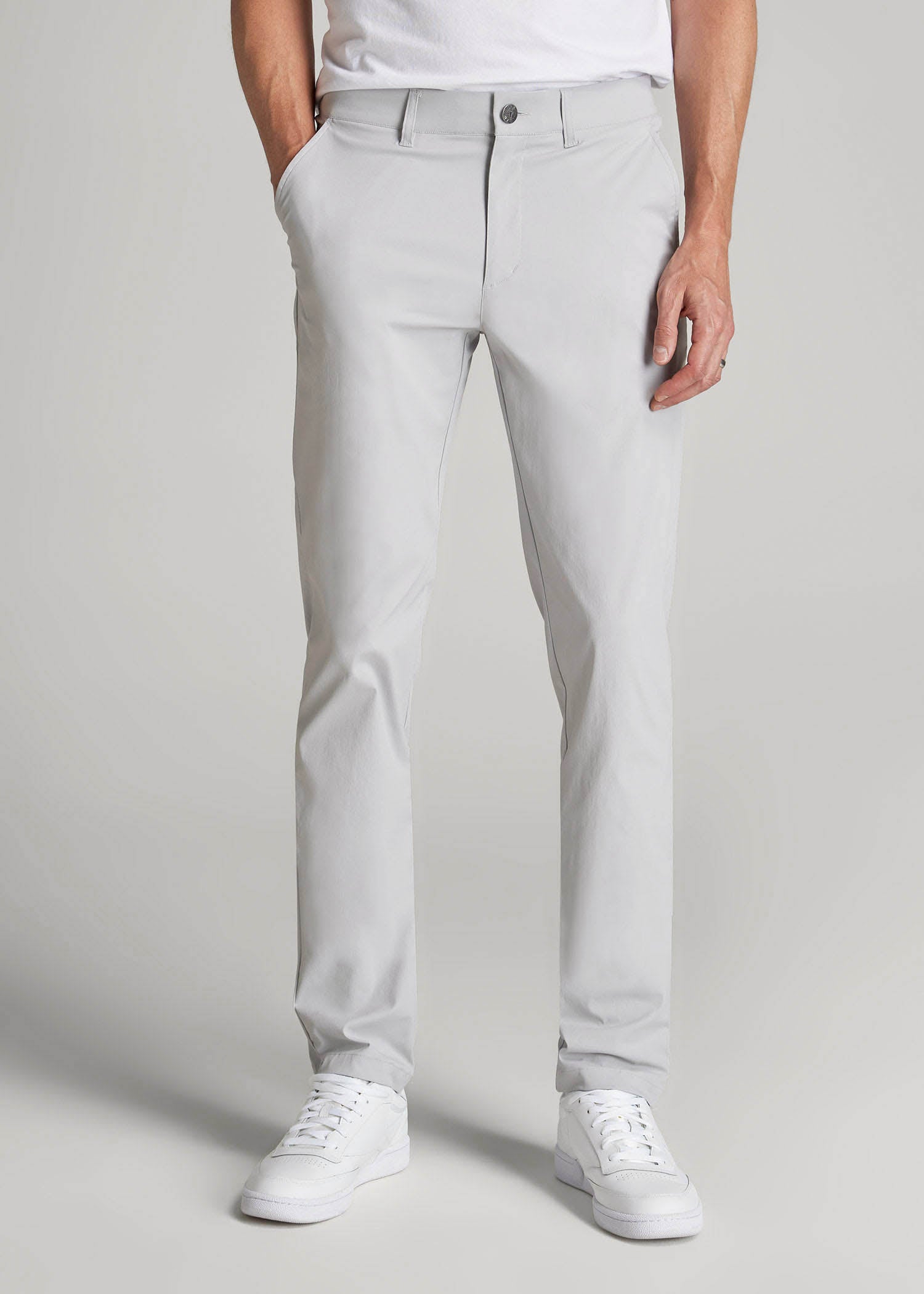 TAPERED FIT Traveler Chino Pants for Tall Men in Light Grey