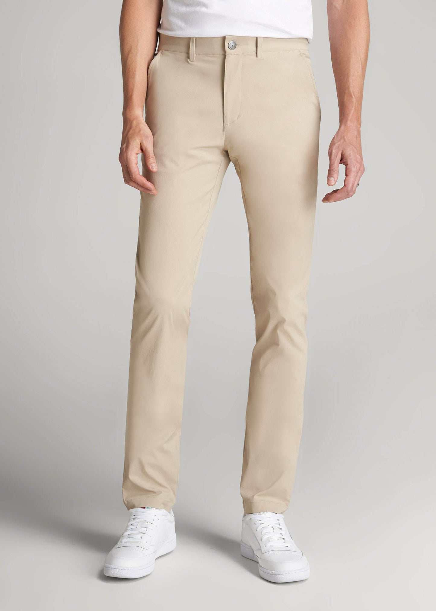 TAPERED FIT Traveler Chino Pants for Tall Men in Light Khaki