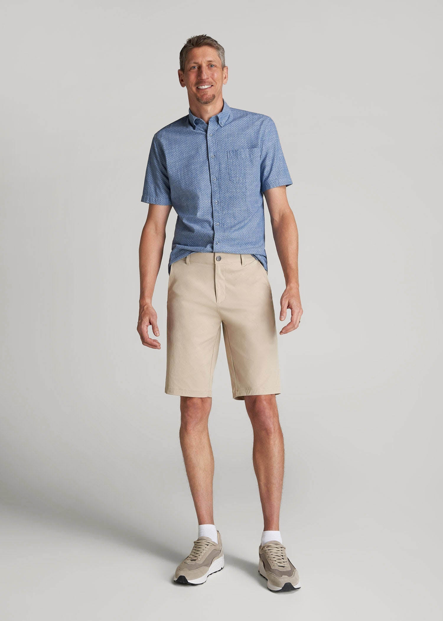 Traveler Chino Shorts for Tall Men in Light Khaki