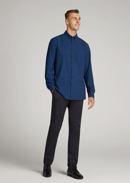 Traveler Stretch Dress Shirt in Black and Blue Micro Check
