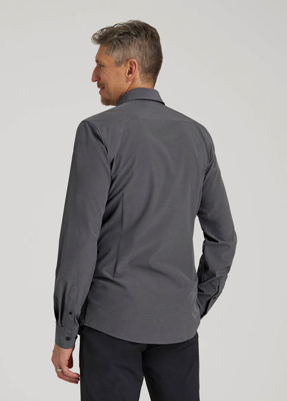 Traveler Stretch Dress Shirt in Charcoal Micro Check