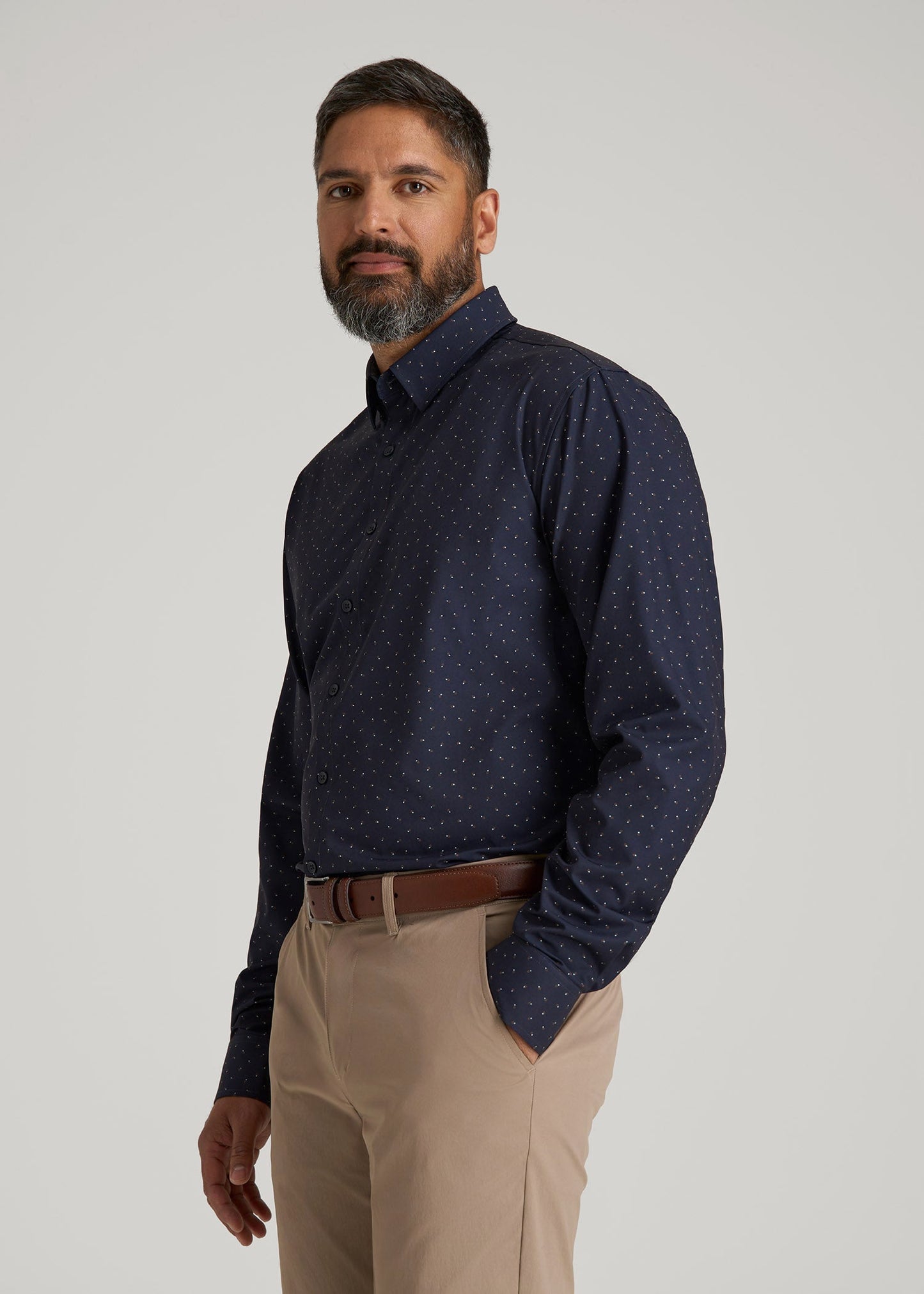 Traveler Stretch Dress Shirt in Dark Blue Floral