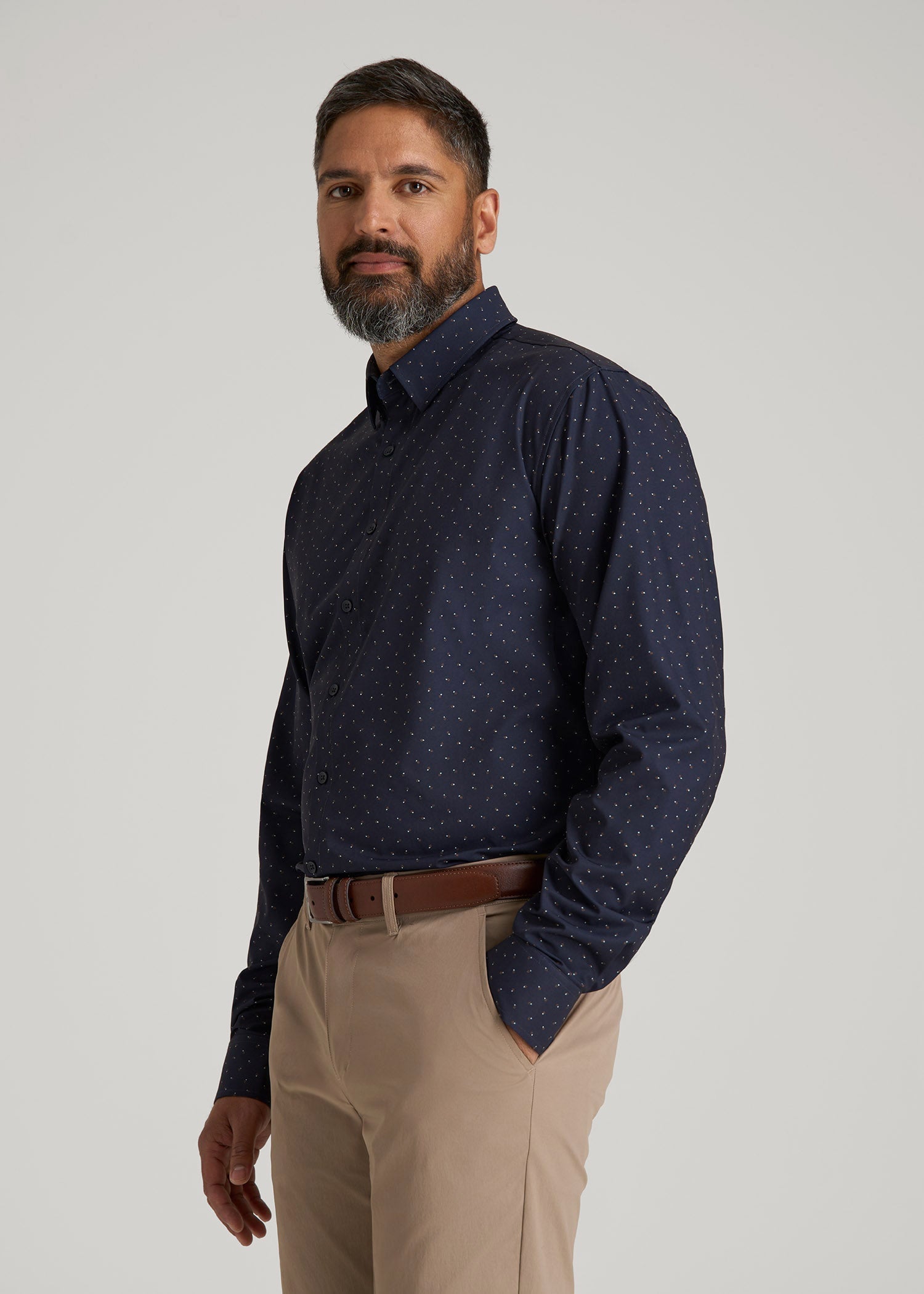Traveler Stretch Dress Shirt in Dark Blue Floral