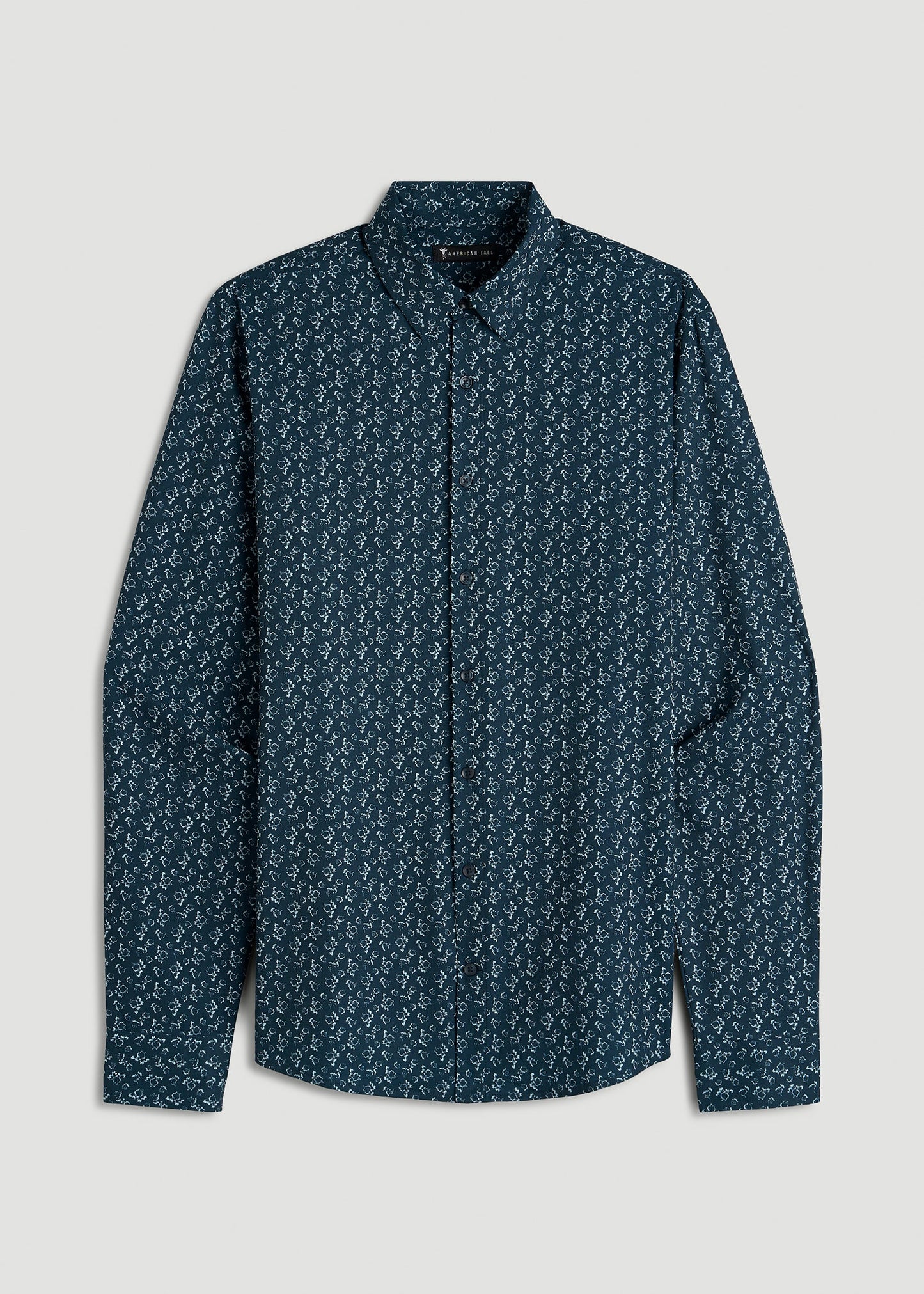 Traveler Stretch Dress Shirt for Tall Men in Royal Navy Floral
