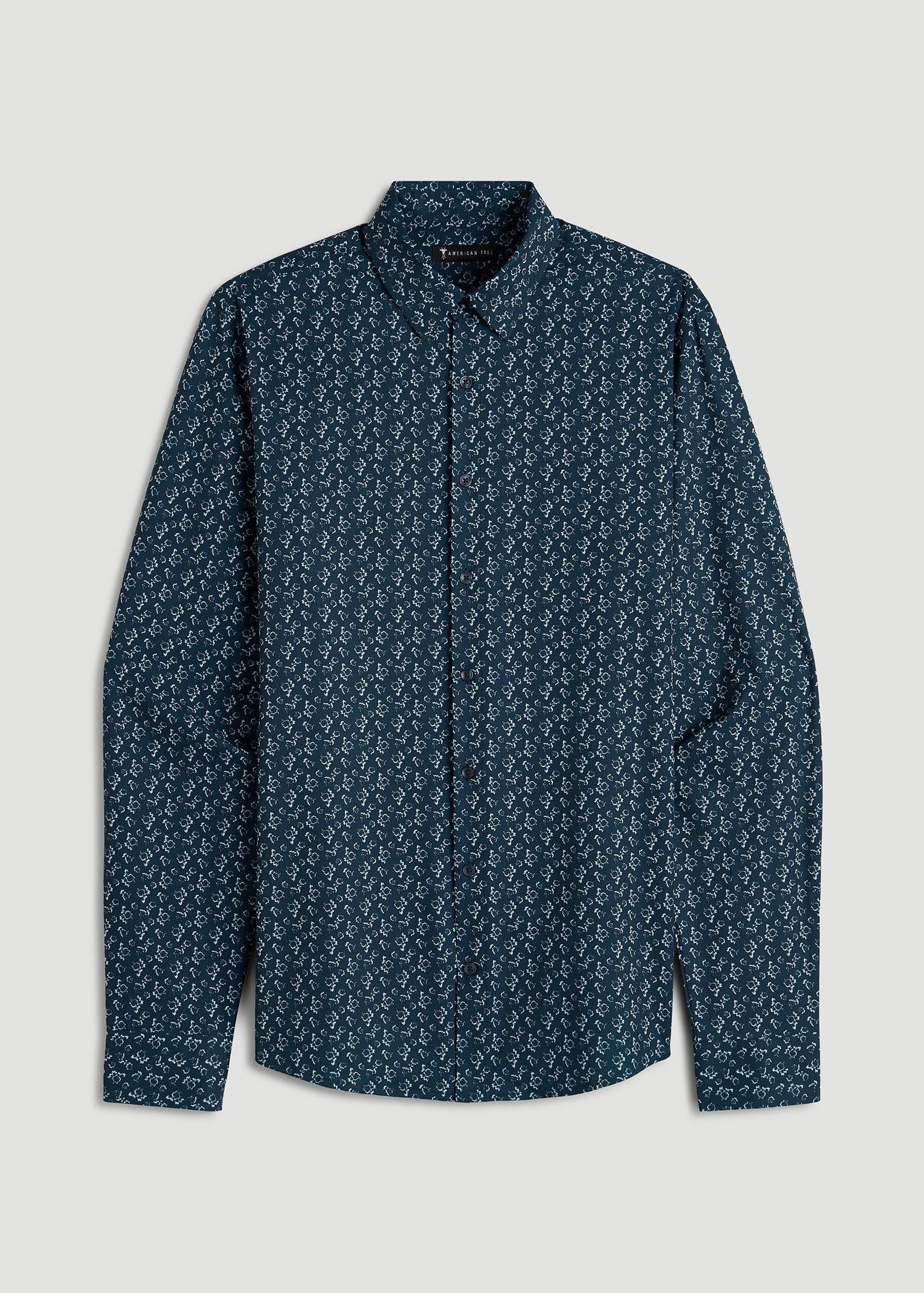 Traveler Stretch Dress Shirt for Tall Men in Royal Navy Floral