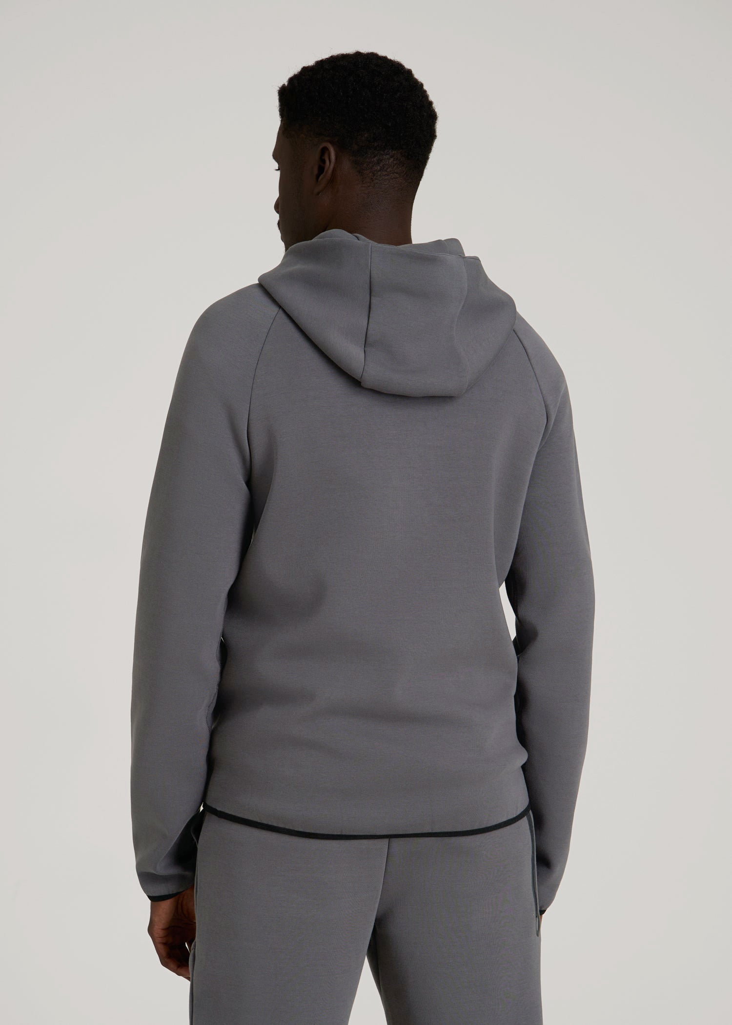 Tech Motion Fleece Hooded Popover for Tall Men in Iron Grey