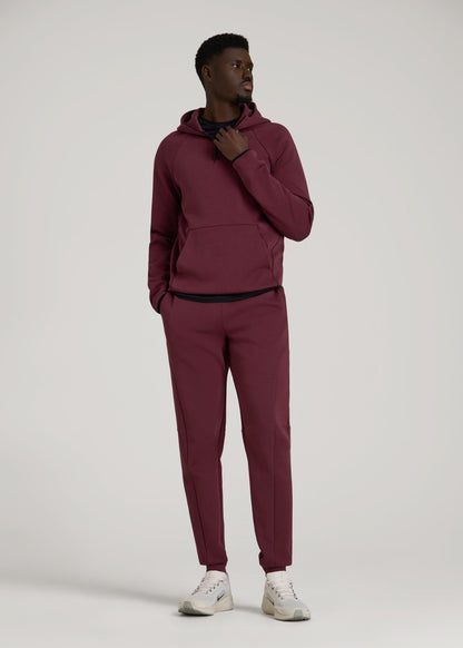 Tech Motion Fleece Hooded Popover for Tall Men in Tawny Port