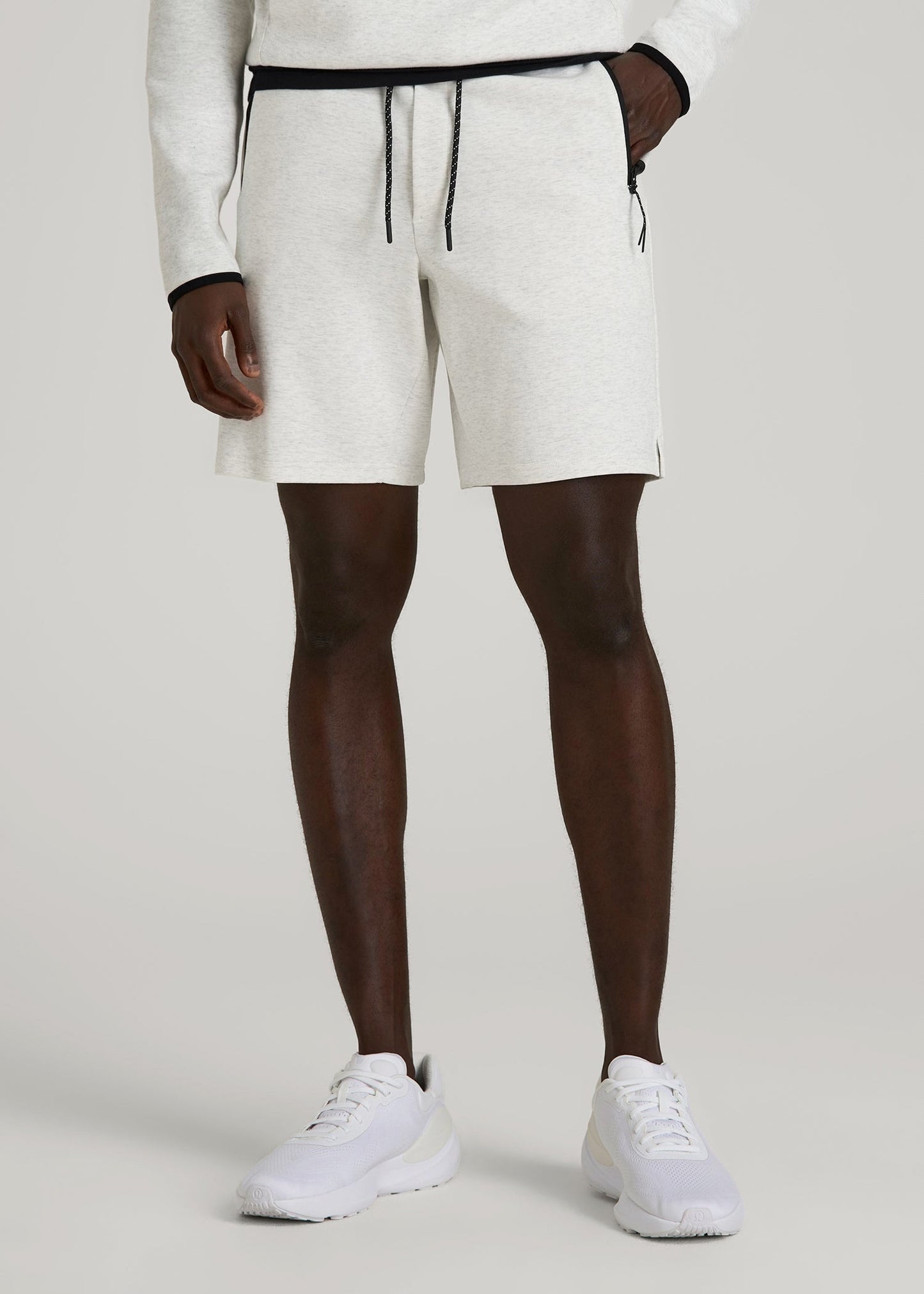 Tech Motion Fleece Shorts for Tall Men in Heather Frost