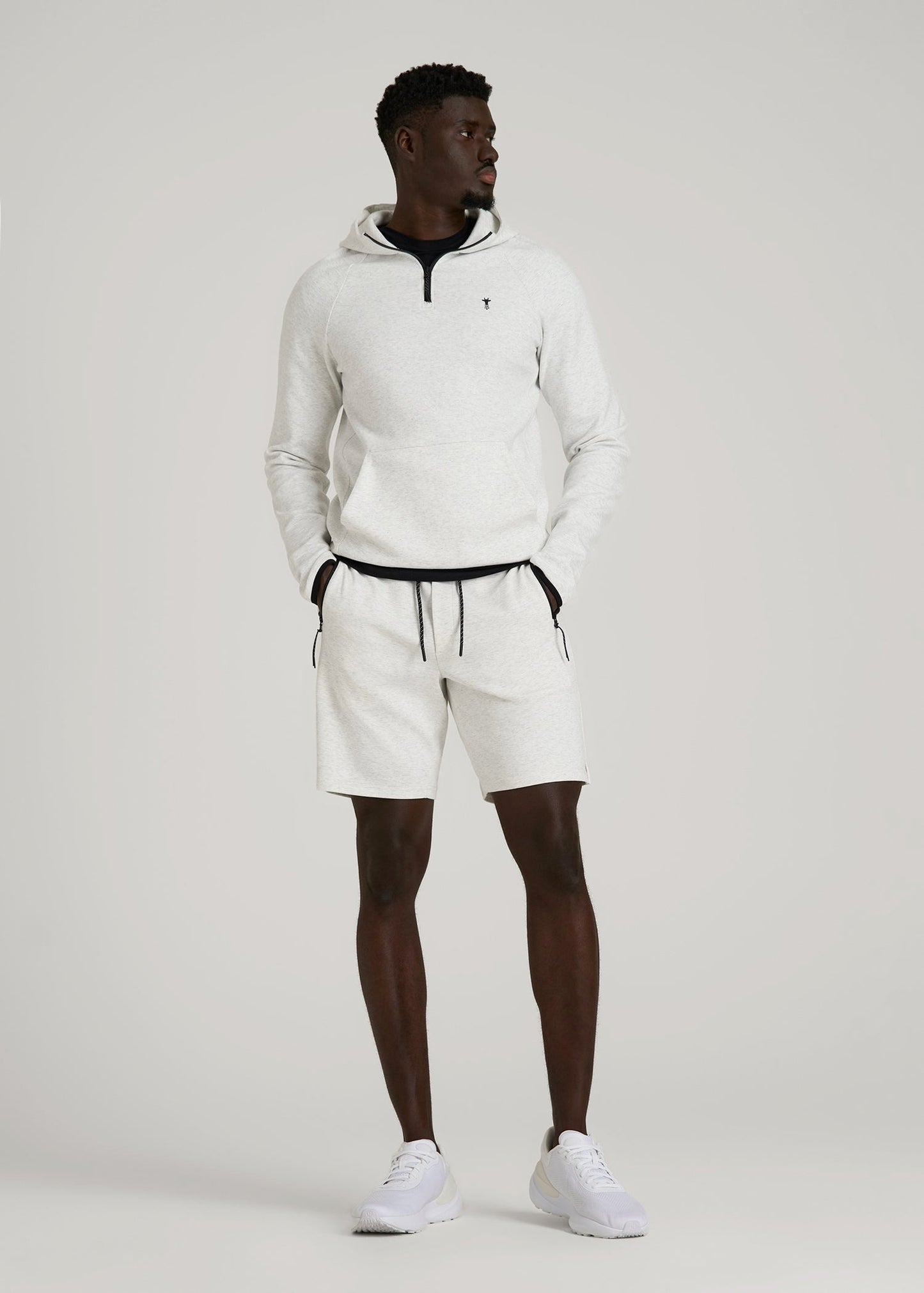 Tech Motion Fleece Shorts for Tall Men in Heather Frost