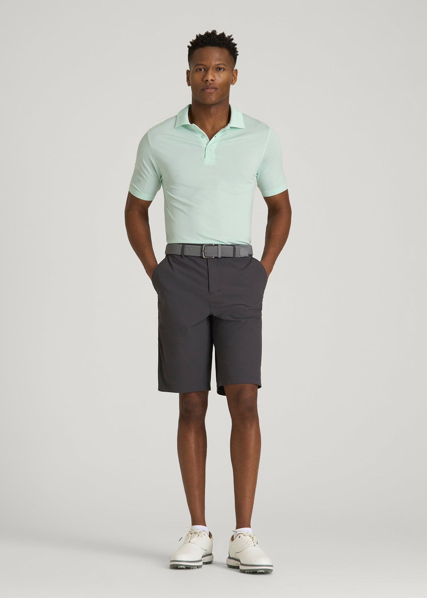 Performance Vented Golf Polo for Tall Men in Opal Blue