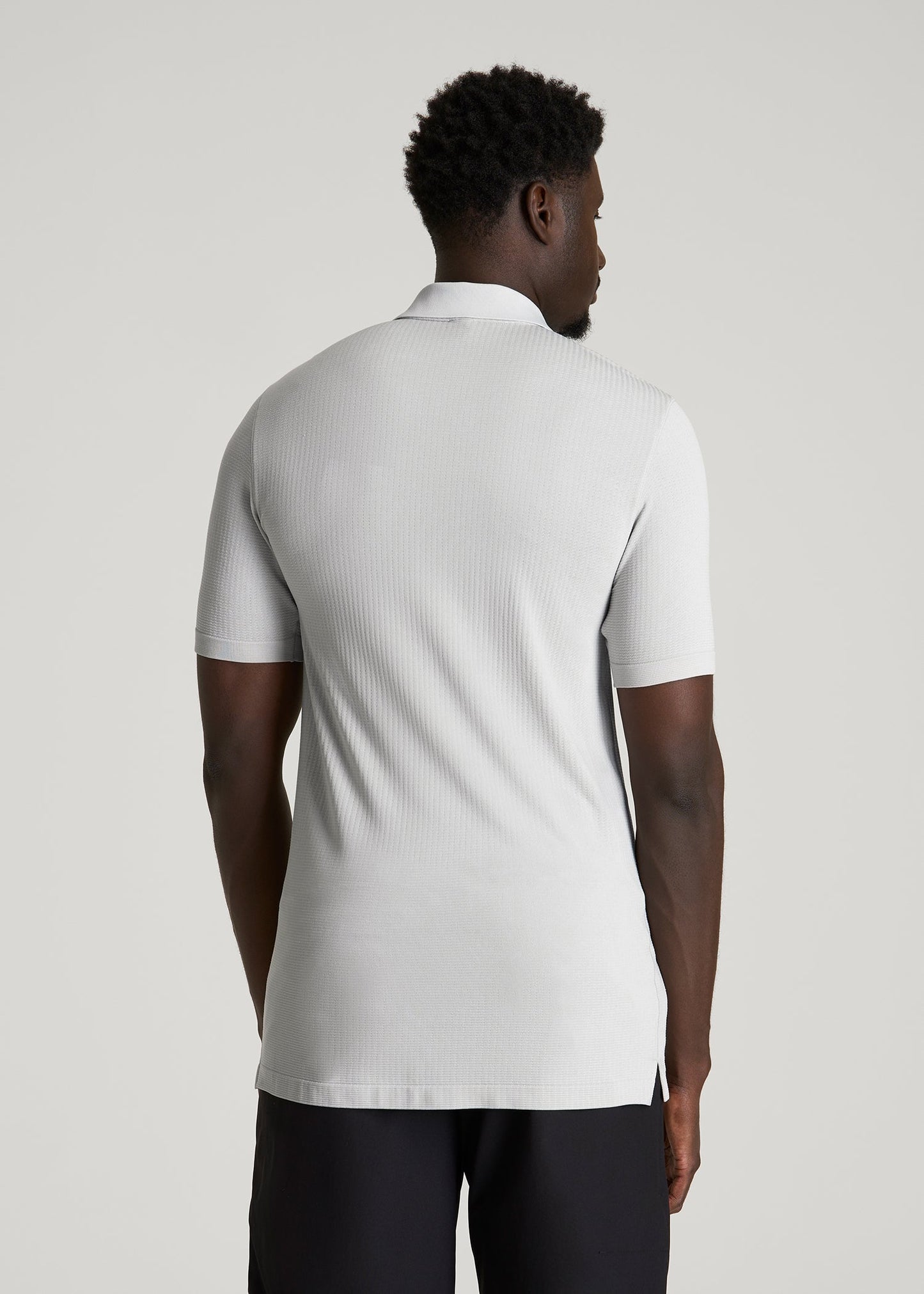 Performance Vented Golf Polo for Tall Men in Silver Drop