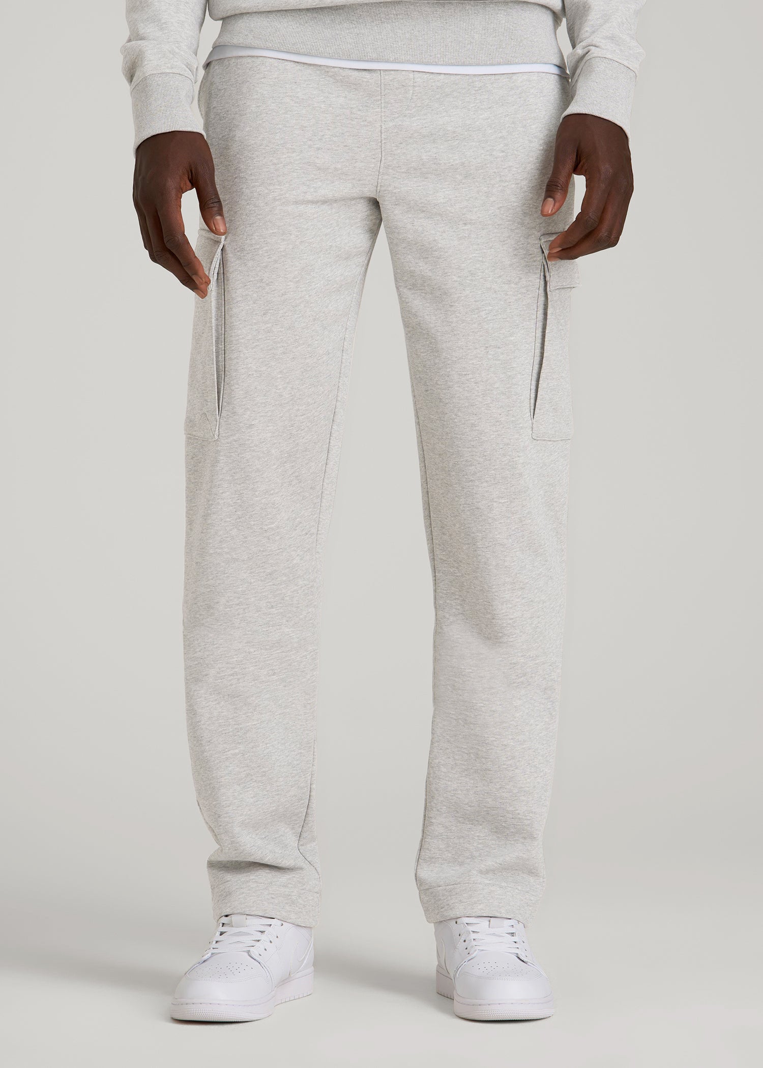 Wearever Fleece Straight Leg Cargo Sweatpant for Tall Men in Grey Mix