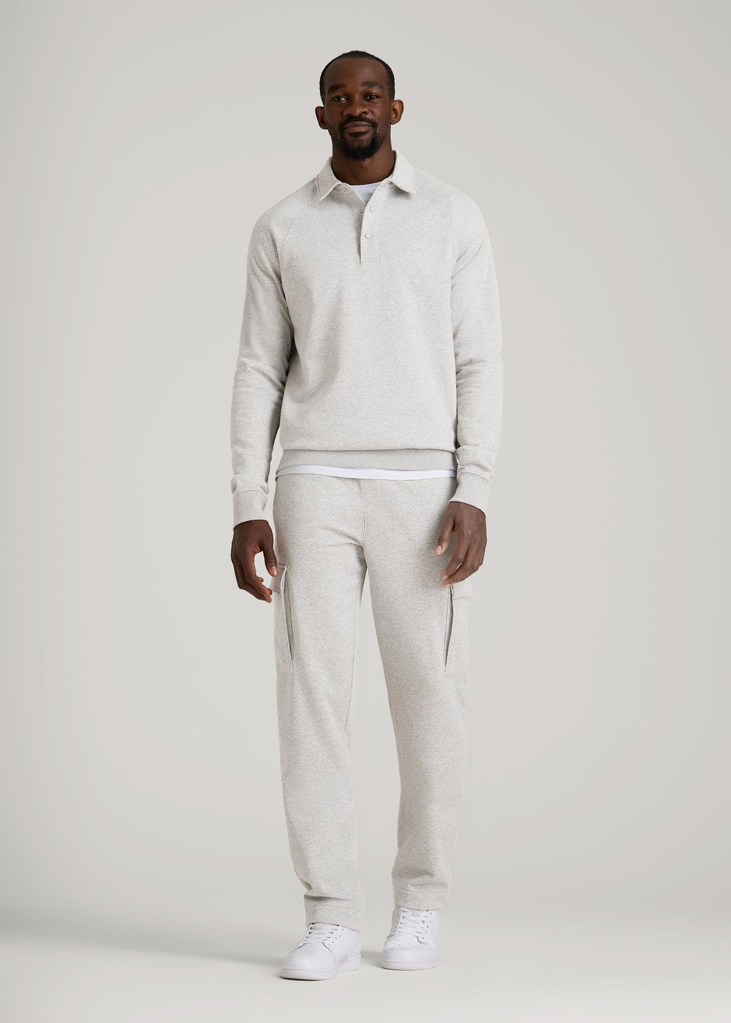 Wearever Fleece Straight Leg Cargo Sweatpant for Tall Men in Grey Mix