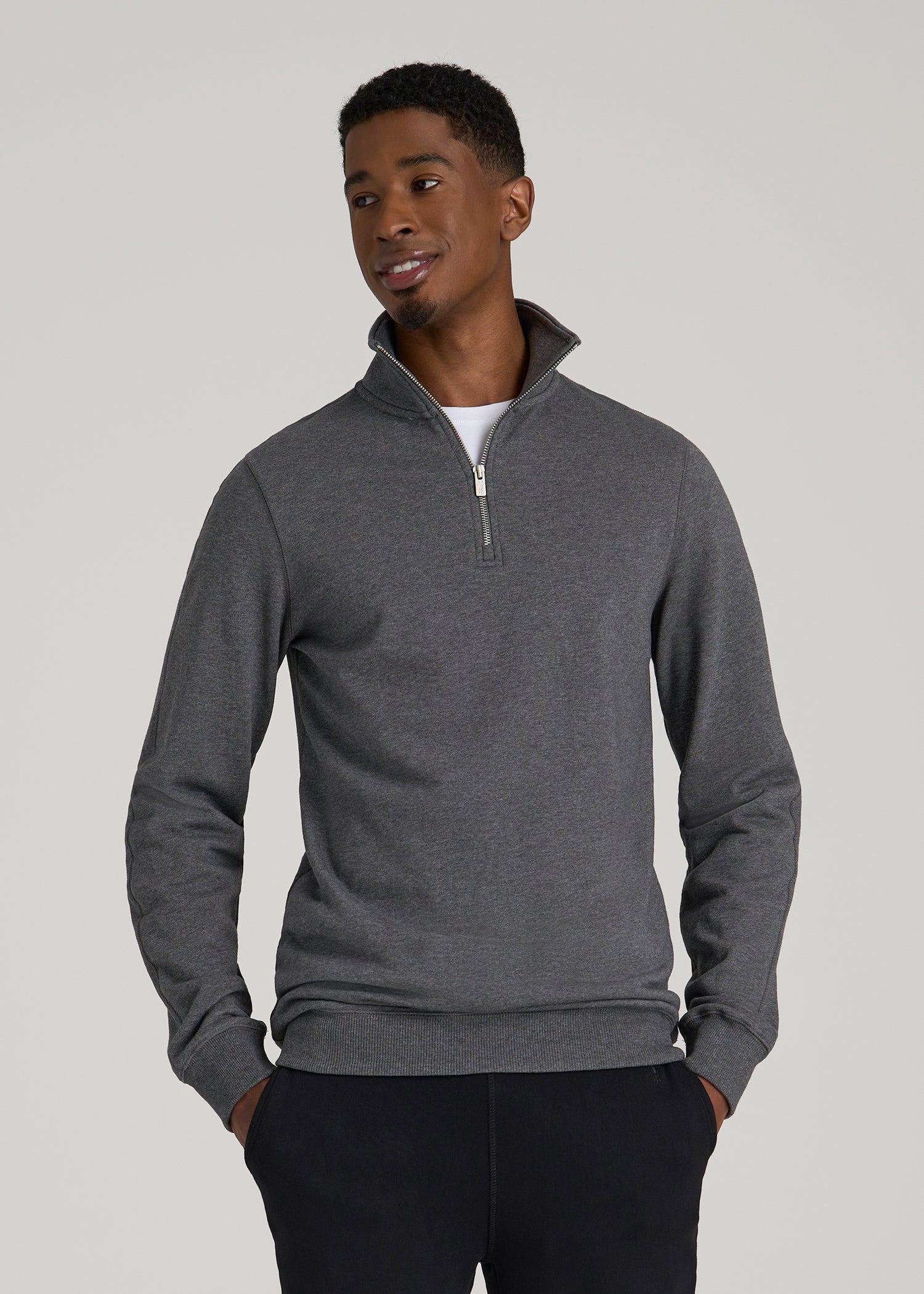 Wearever 2.0 French Terry Quarter-Zip Sweatshirt for Tall Men in Charcoal Mix