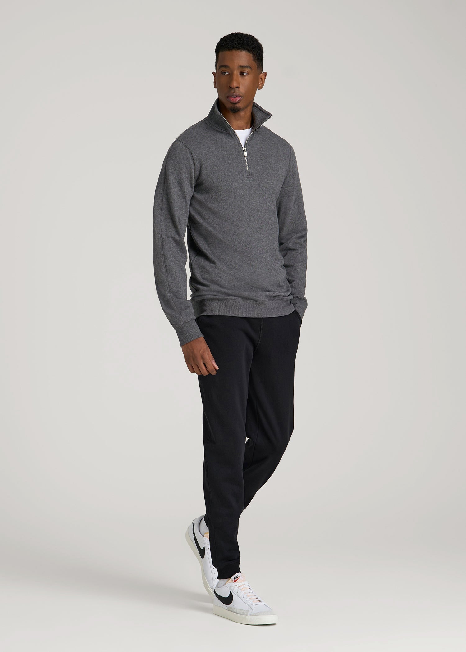 Wearever 2.0 French Terry Quarter-Zip Sweatshirt for Tall Men in Charcoal Mix