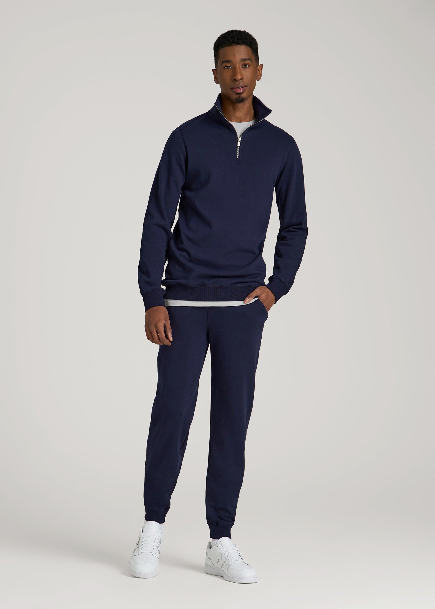 Wearever 2.0 French Terry Quarter-Zip Sweatshirt for Tall Men in Evening Blue