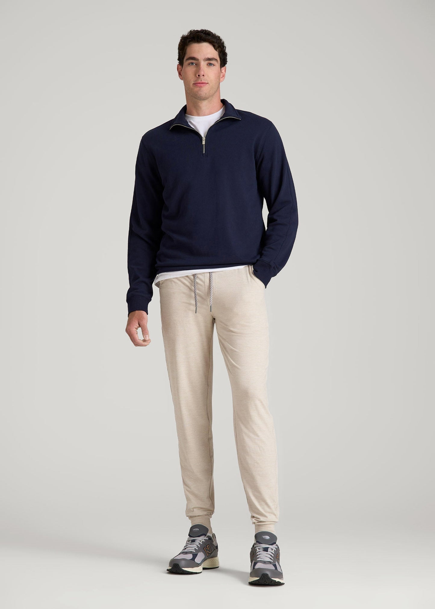 Weekender Stretch Lounge Joggers for Tall Men in Stone Heather