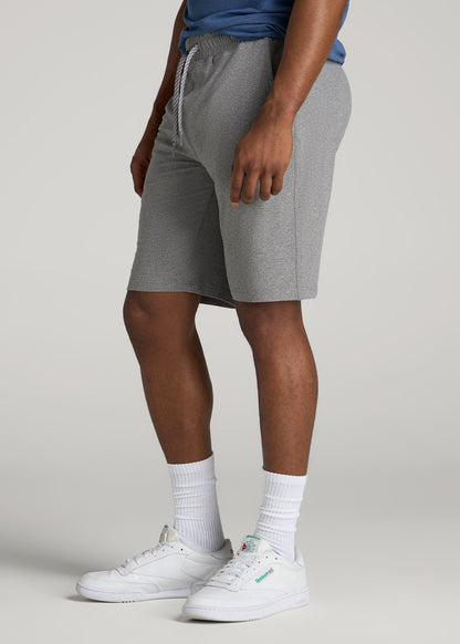 Weekender Stretch Lounge Shorts for Tall Men in Heathered Grey