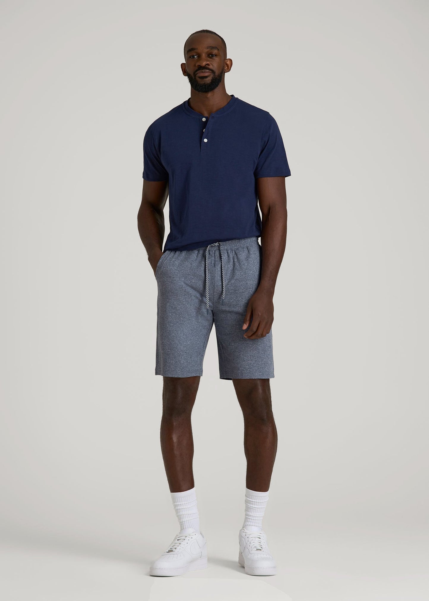 Weekender Stretch Lounge Shorts for Tall Men in Navy Mix