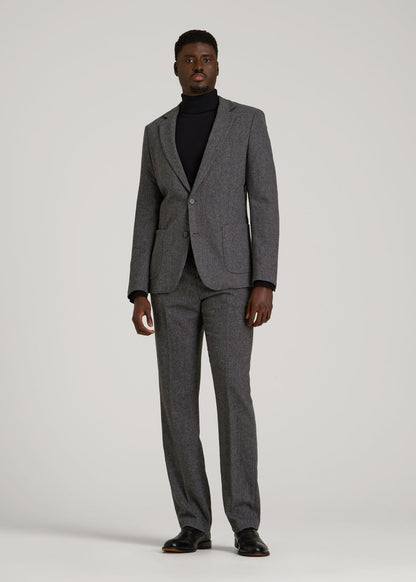 Wool Blend Blazer for Tall Men in Anthracite Tweed