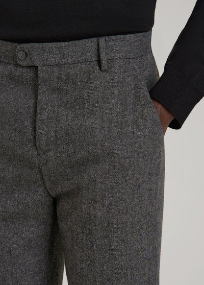 Wool Blend Dress Pants for Tall Men in Anthracite Tweed