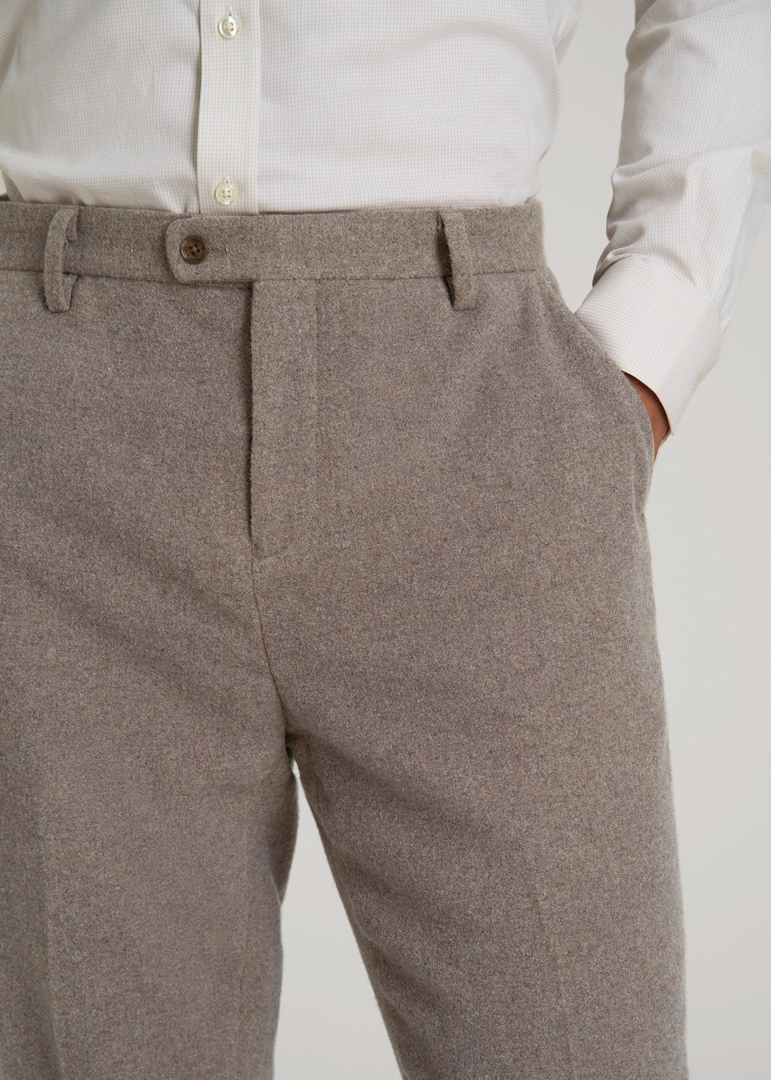 Wool Blend Dress Pants for Tall Men in Taupe Mix