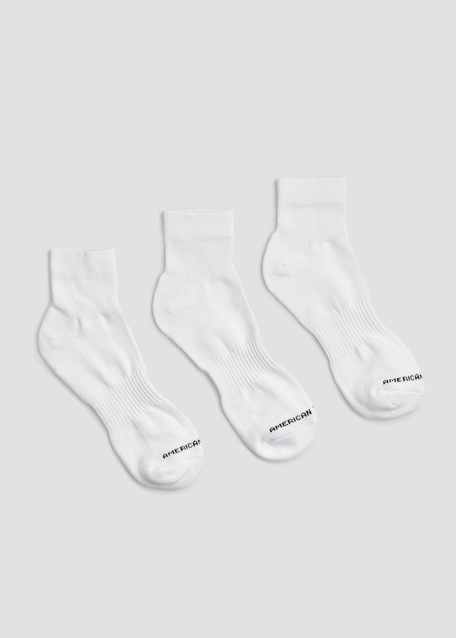Athletic Mid Ankle Socks (X-Large Size: 14-17) for Tall Men in White