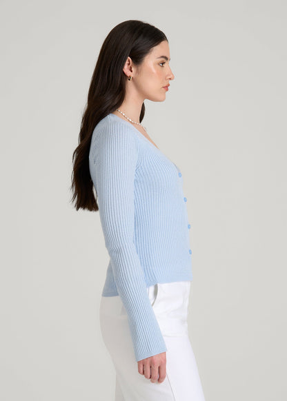 Boucle Knit Cardigan for Tall Women in Ice Blue