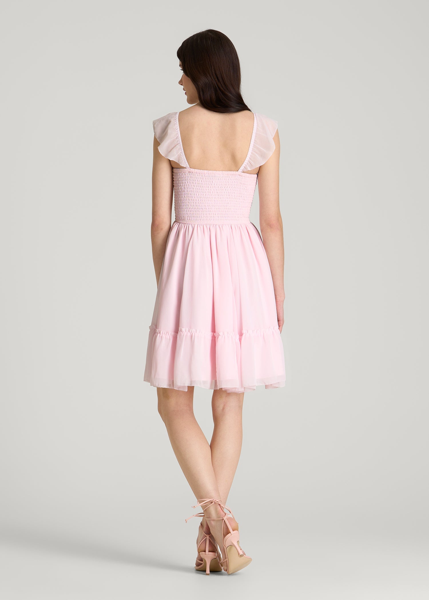 Chiffon Mini Gumdrop Dress for Tall Women in Barely Pink