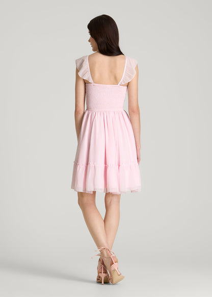 Chiffon Mini Gumdrop Dress for Tall Women in Barely Pink
